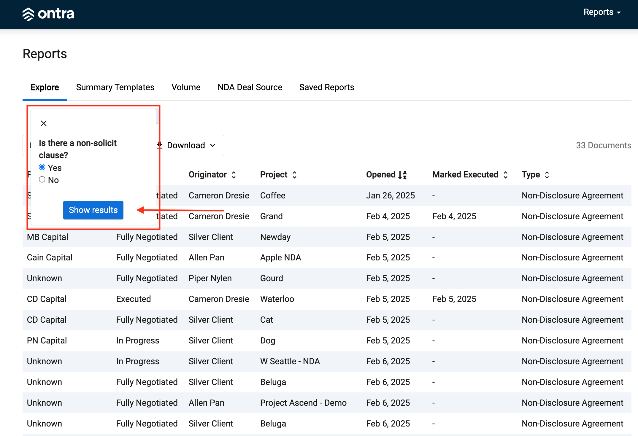 Reports - non-solicit yet box arrow.png